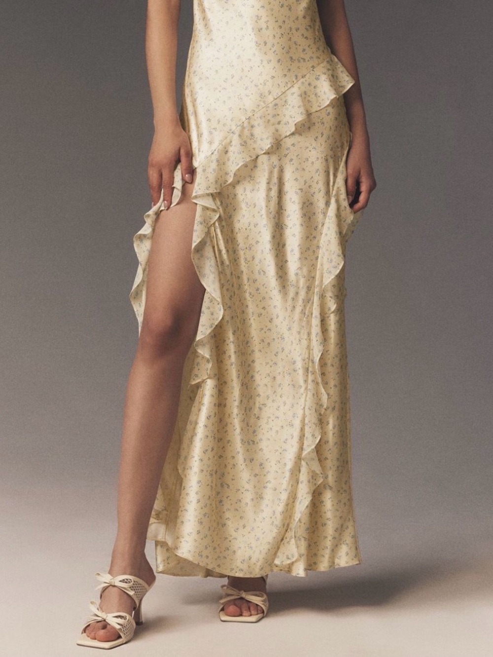 For Love & Lemons Sawyer Ruffled Maxi Dress Yellow Floral (M) NWT - Picture 10 of 12